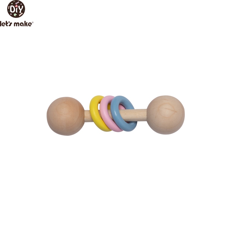 Let's Make Baby Beech Wooden Rattle 1pc Hemu Rattle Soother Teether Molar Toy Safe Without FPA Musical Chew Montessori Toys